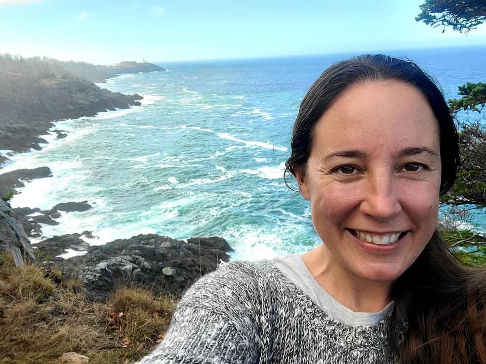 Rebecca South, pottery artist, at the Nova Scotia coast